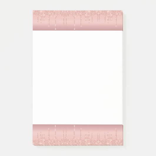 Roos Gouden Glitter Ingelijste Sticky Notes (Voorkant)
