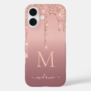 Roos Gouden Glitter iPhone Case Aangepaste Naam Le