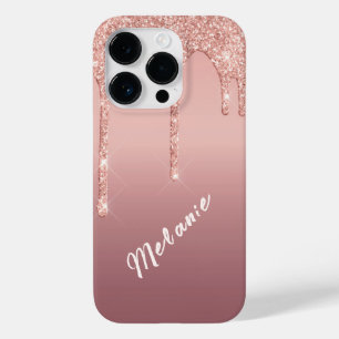 Roos Gouden Glitter iPhone Case met Aangepaste Naa
