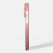 Roos Gouden Glitter iPhone Case met Aangepaste Naa (Achterkant / Links)