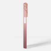 Roos Gouden Glitter iPhone Case met Aangepaste Naa (Achterkant / Rechts)