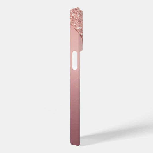 Roos Gouden Glitter iPhone Case met Aangepaste Naa (Achterkant / Rechts)