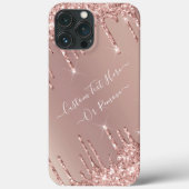 Roos Gouden Glitter iPhone Case met aangepaste tek (Achterkant)