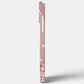 Roos Gouden Glitter iPhone Case met aangepaste tek (Achterkant / Links)