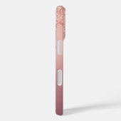 Roos Gouden Glitter iPhone Case met aangepaste tek (Achterkant / Rechts)