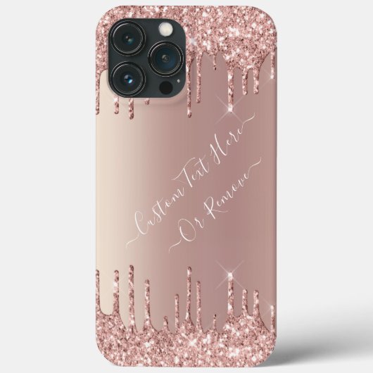 Roos Gouden Glitter iPhone Case met aangepaste tek (Achterkant)