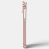 Roos Gouden Glitter iPhone Case met aangepaste tek (Achterkant / Links)