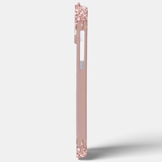 Roos Gouden Glitter iPhone Case met aangepaste tek (Achterkant / Links)