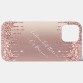 Roos Gouden Glitter iPhone Case met aangepaste tek (Achterkant (horizontaal))