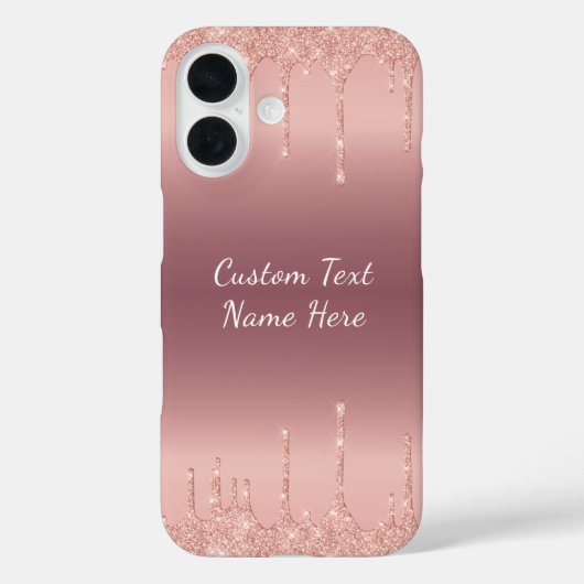 Roos Gouden Glitter iPhone Case met aangepaste tek (Achterkant)