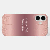 Roos Gouden Glitter iPhone Case met aangepaste tek (Achterkant (horizontaal))