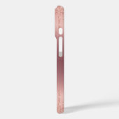 Roos Gouden Glitter iPhone Case met aangepaste tek (Achterkant / Links)