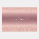 Roos gouden glitter Jouw naam inpakpapier vellen (Voorkant 3)