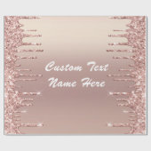 Roos gouden glitter Jouw naam tekst inpakpapier (Vlak)