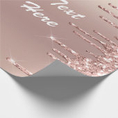 Roos gouden glitter Jouw naam tekst inpakpapier (Hoek)