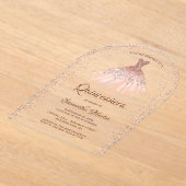 Roos Gouden Glitter Jurk Quinceañera Party Acryl Uitnodigingen (Laagn)