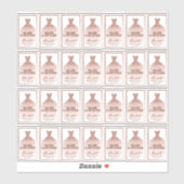 Roos Gouden Glitter Jurk Verjaardag Hand Sanitizer Sticker (Vel)