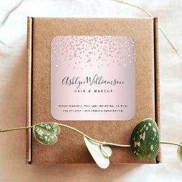 Roos gouden glitter kapsalon make-up artiest moder vierkante sticker