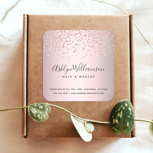 Roos gouden glitter kapsalon make-up artiest moder vierkante sticker