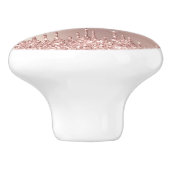 Roos Gouden Glitter Keramische Knop met Custom Tex (Zijkant)