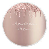 Roos Gouden Glitter Keramische Knop met Custom Tex (Voorkant)