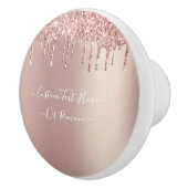 Roos Gouden Glitter Keramische Knop met Custom Tex (Rechts)