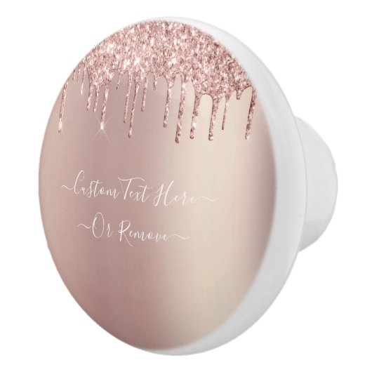 Roos Gouden Glitter Keramische Knop met Custom Tex (Rechts)