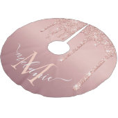 Roos Gouden Glitter Kerstboom Rok Aangepaste Naam (Gekanteld)