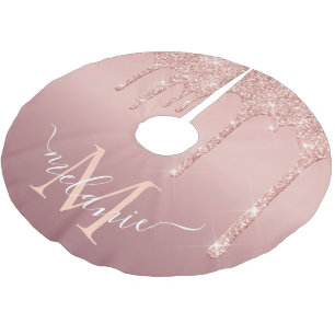 Roos Gouden Glitter Kerstboom Rok Aangepaste Naam