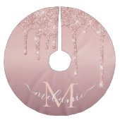 Roos Gouden Glitter Kerstboom Rok Aangepaste Naam (Voorkant)