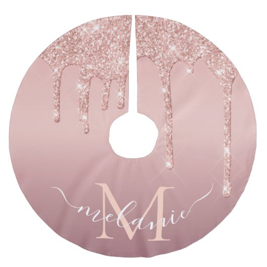 Roos Gouden Glitter Kerstboom Rok Aangepaste Naam (Voorkant)