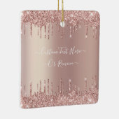 Roos Gouden Glitter Kerstversiering Aangepaste tek Keramisch Ornament (Rechts)