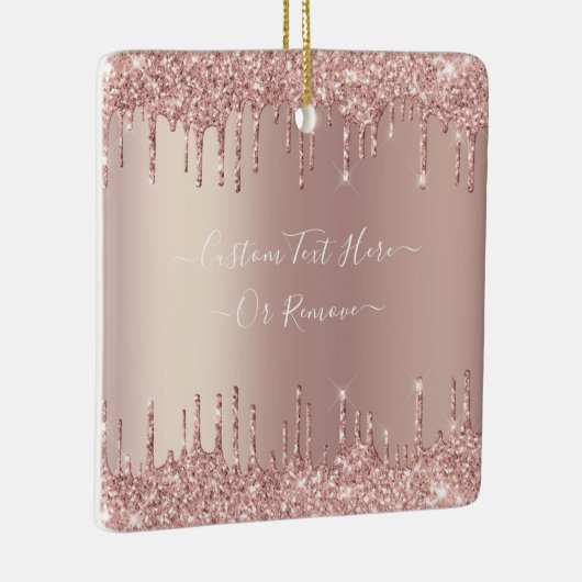 Roos Gouden Glitter Kerstversiering Aangepaste tek Keramisch Ornament (Rechts)