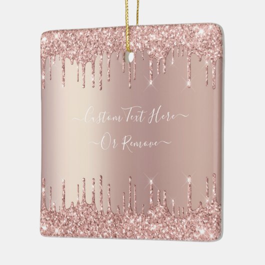 Roos Gouden Glitter Kerstversiering Aangepaste tek Keramisch Ornament (Links)