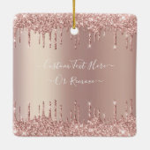 Roos Gouden Glitter Kerstversiering Aangepaste tek Keramisch Ornament (Achterkant)