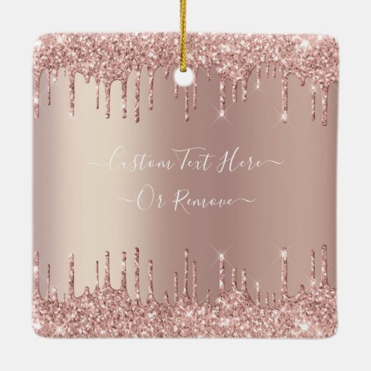 Roos Gouden Glitter Kerstversiering Aangepaste tek Keramisch Ornament (Achterkant)