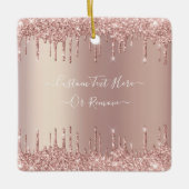 Roos Gouden Glitter Kerstversiering Aangepaste tek Keramisch Ornament (Voorkant)
