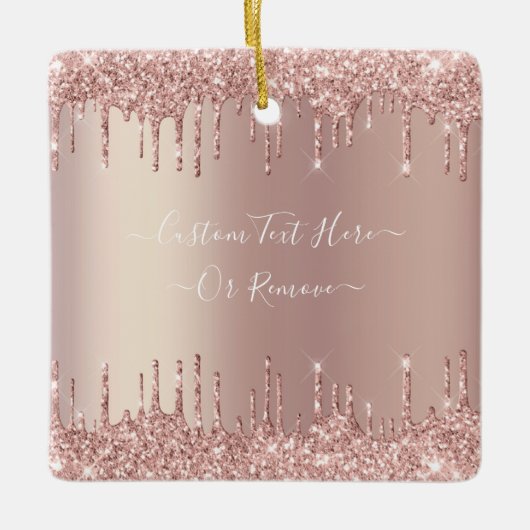 Roos Gouden Glitter Kerstversiering Aangepaste tek Keramisch Ornament (Voorkant)