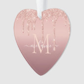 Roos Gouden Glitter Kerstversiering Gepersonalisee Ornament (voorkant)