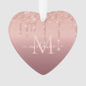 Roos Gouden Glitter Kerstversiering Gepersonalisee Ornament (voorkant)