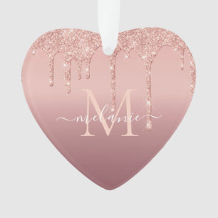 Roos Gouden Glitter Kerstversiering Gepersonalisee Ornament