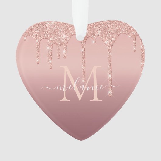 Roos Gouden Glitter Kerstversiering Gepersonalisee Ornament (voorkant)