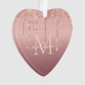 Roos Gouden Glitter Kerstversiering Gepersonalisee Ornament (voorkant)