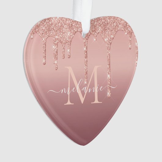 Roos Gouden Glitter Kerstversiering Gepersonalisee Ornament (voorkant)