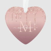 Roos Gouden Glitter Kerstversiering Gepersonalisee Ornament (achterkant)