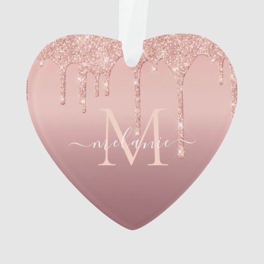 Roos Gouden Glitter Kerstversiering Gepersonalisee Ornament (achterkant)