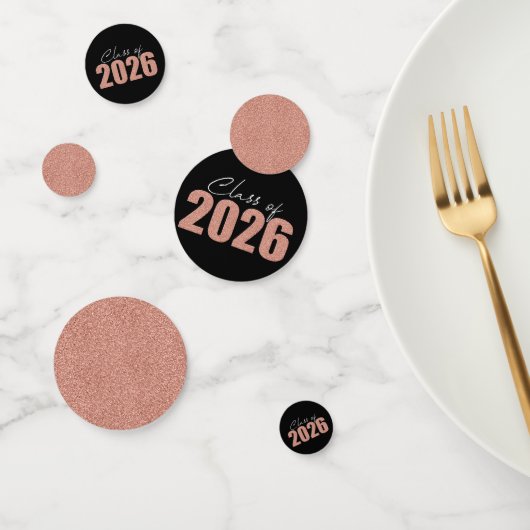 Roos Gouden Glitter Klasse van 2026 Confetti (Groep)