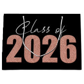 Roos Gouden Glitter Klasse van 2026 Groot Cadeauzakje (Voorkant)