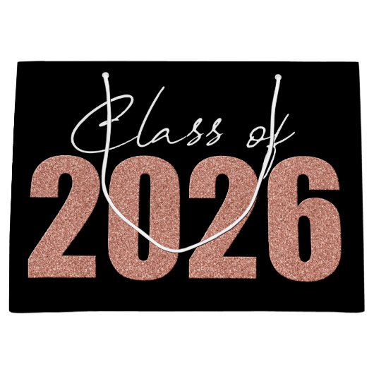 Roos Gouden Glitter Klasse van 2026 Groot Cadeauzakje (Voorkant)