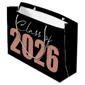 Roos Gouden Glitter Klasse van 2026 Groot Cadeauzakje (Achterkant Gekanteld)